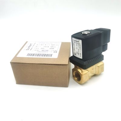 Burkert zawór magnetyczny ciało mosiężne 00308120 G1 2/2 Normalnie otwarte 25 otwory przepływu FKM (fluorowa guma) uszczelnienie 8W 1-25bar
