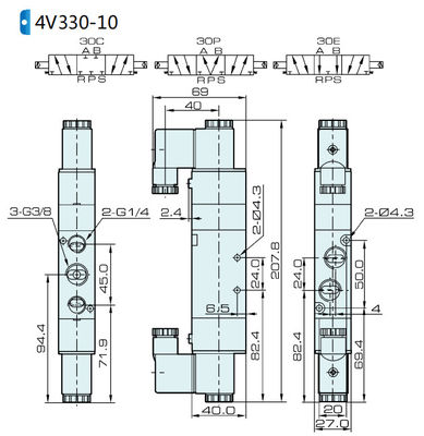 Zawór magnetyczny 4V330C-08 AIRTAC dla powietrza 0,15 do 0,8 MPa