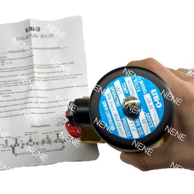 Zawór elektromagnetyczny tłokowy mosiężny US-40, normalnie zamknięty, UNID 1 1/2" PRZEWÓD 30 mm -5°C ~ 185°C