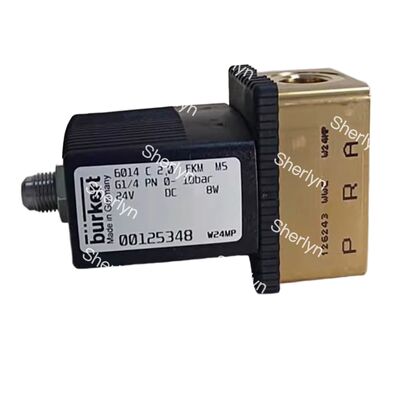 Zawór elektromagnetyczny 2/2-drożny normalnie zamknięty, bezpośredniego działania, Burkert 6013 00126092, gwint G1/8, przelot 3,0 mm, korpus mosiężny, uszczelnienie FKM, 24VAC 8W, 0-10 bar