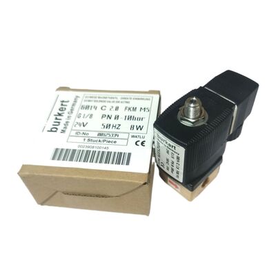 Burkert 00134240 Zawór magnetyczny 6013 G1/8 2/2 NC 2,5 mm Otwór FKM Pieczęć Ciało mosiężne 24VDC 8W 0-10bar