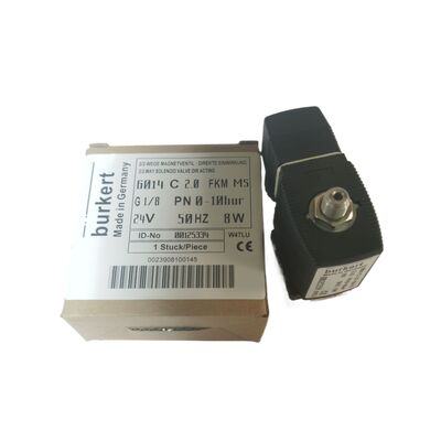 Burkert 00125301 Przemysłowy zawór magnetyczny, G1/4 Inch Port, 3.0 Flow Oriffice, FKM Sealled Brass Housing, 24V DC Power 8W, 0~6bar Niskie ciśnienie