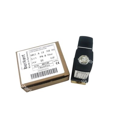 Burkert 00125301 Przemysłowy zawór magnetyczny, G1/4 Inch Port, 3.0 Flow Oriffice, FKM Sealled Brass Housing, 24V DC Power 8W, 0~6bar Niskie ciśnienie