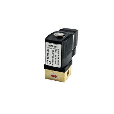 Zawór elektromagnetyczny Burkert 00134248, 220VAC 8W, 0-16bar, 6013 bezpośredniego działania 2/2 normalnie zamknięty, gwint G1/8, otwór 2.5mm, mosiężny korpus uszczelnienie FKM