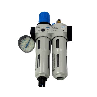 Filtration Precision 40μm Festo FRC-1/8-D-7-MINI-A-MPA 8002344 Service Unit Fully Automatic Drain G1/8 0.5-7bar With MPA Gauge Zinc Alloy