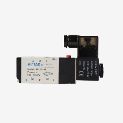 Airtac 4V310-10 Sliding Spool Air Directional Control Valve Aluminum Alloy Body Manual Override No Lubrication Required For Large Bore Cylinder Control