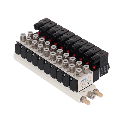 Zespół zaworu elektromagnetycznego Airtac 4V210-08 do sterowania kierunkowego, 7 do 10 stacji, połączony pakiet zaworów, krótka ścieżka przepływu, niskie wycieki powietrza do wielokanałowego systemu sterowania powietrzem