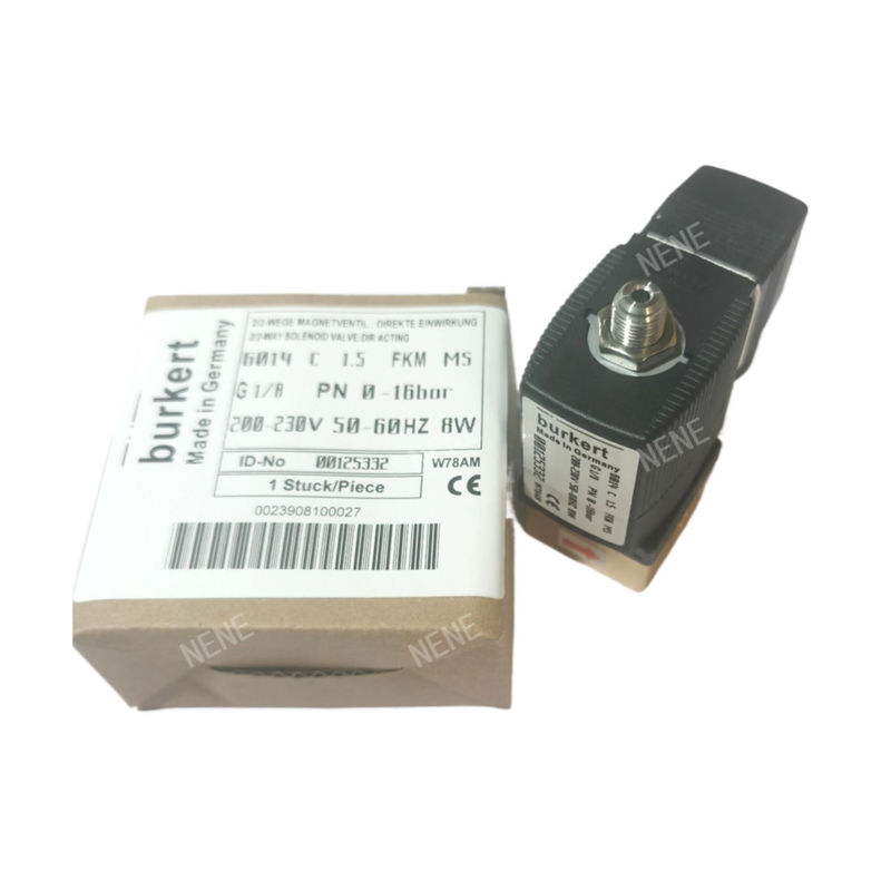 G1/4 Burkert Solenoid Valve 00125302 6013 Typ bezpośrednio działający 2/2 cali Normalnie zamknięty 3.0 otwór przepływowy FKM Zamknięte miedziane zawory 24VAC 8W 0~10bar