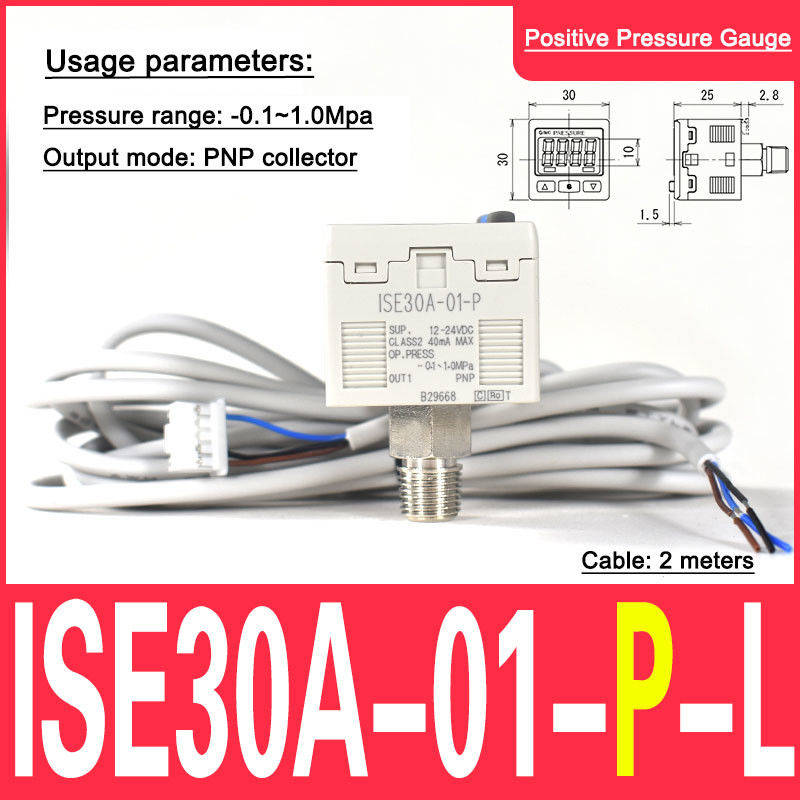 ISE30A-01-P Cyfrowy manometr SMC ISE30A-01-P-L, ciśnienie dodatnie, typ P