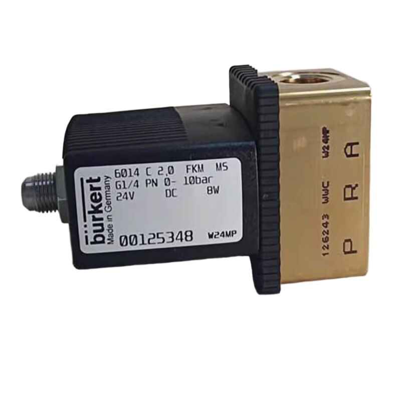 Burkert 00134240 Zawór magnetyczny 6013 G1/8 2/2 NC 2,5 mm Otwór FKM Pieczęć Ciało mosiężne 24VDC 8W 0-10bar