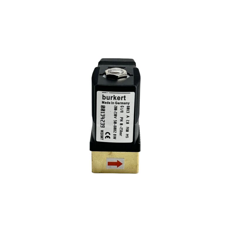 6013 seria BURKERT Płyn sterujący zawór magnetyczny 00134249, Wysokie ciśnienie 16 bar, G1/8 interfejs, 2,5 mm otwór, odporny na korozję uszczelnienie FKM, 24VDC 8W