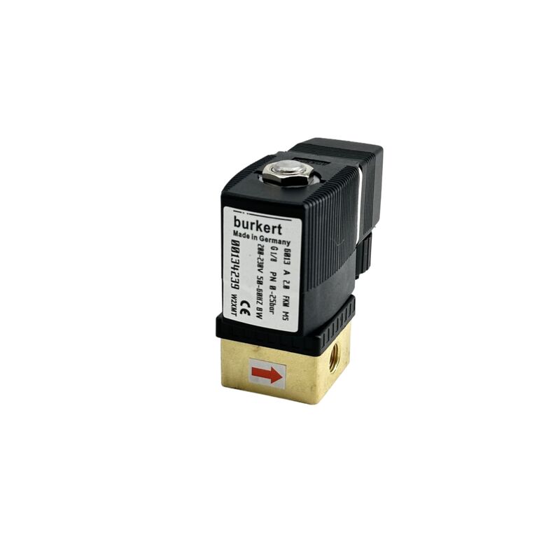 Zawór elektromagnetyczny Burkert 00134248, 220VAC 8W, 0-16bar, 6013 bezpośredniego działania 2/2 normalnie zamknięty, gwint G1/8, otwór 2.5mm, mosiężny korpus uszczelnienie FKM
