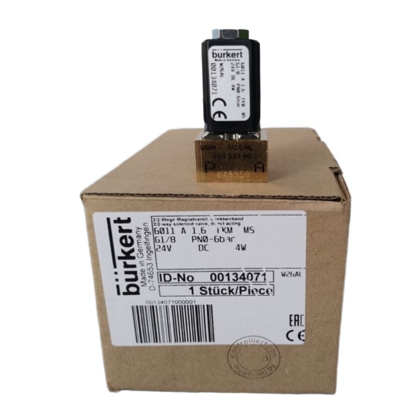 G1 Płytkowy zawór magnetyczny z pomocą serwo Burkert 00221883      24V DC, otwór 25 mm, 2/2 Normalnie zamknięty, FKM uszczelniony