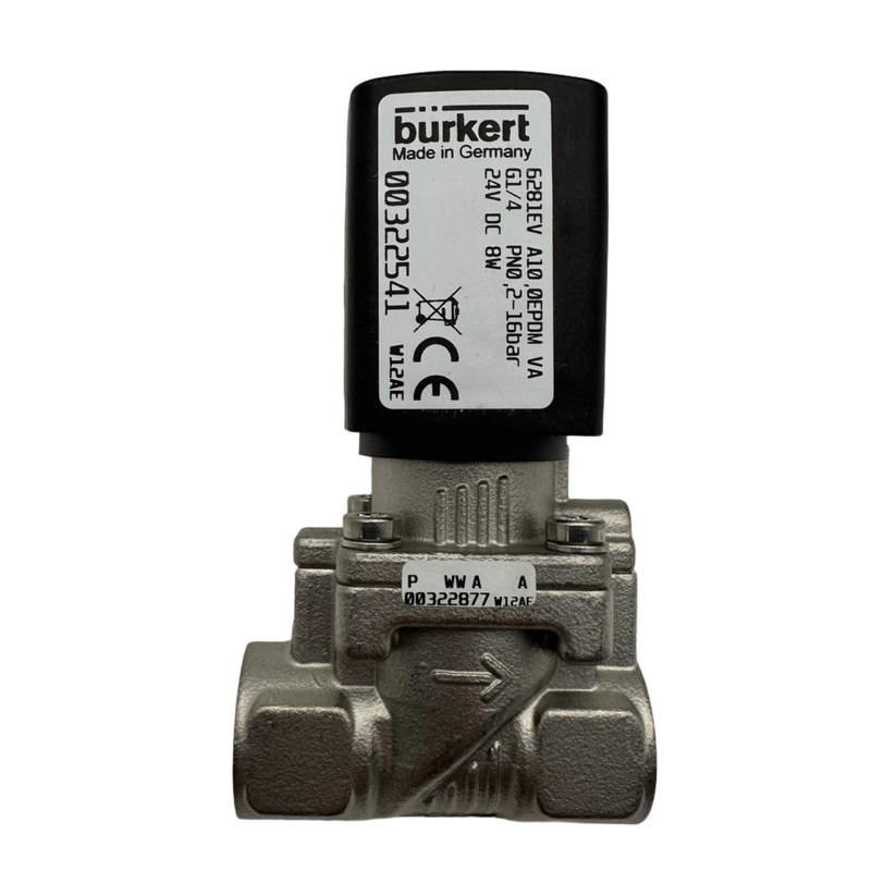 Burkert Typ 6281 Duży przepływ Servo Diafragma Zawór magnetyczny 00222022 00222023 00222024 G1 1/4 Węzeł 2/2 NC Węzeł z waluty ze stali nierdzewnej EPDM Pieczęć 25.0 Węzeł przepływu 8W Węzeł DC24V/AC24V/AC220V