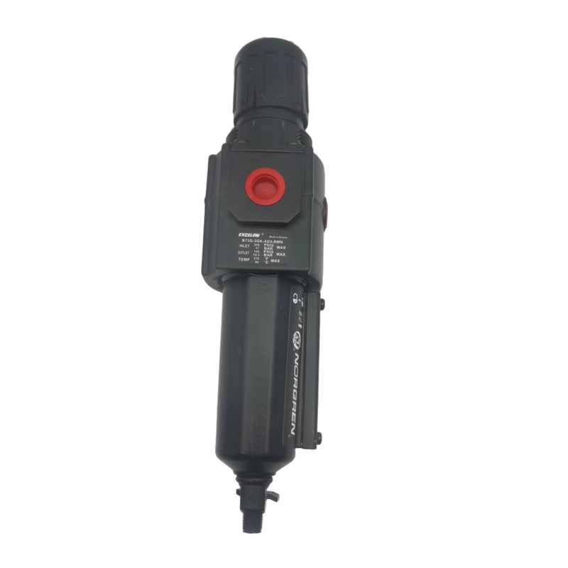 NORGREN B73G‐3GK‐AT3‐RMN B73G‐3GK‐AT1‐RMN Excelon Filter‐Regulator G3/8 Auto-Drain Polycarbonate Bowl 5μm 40μm Push-Lock Knob Without Gauge dla modułowego pneumatycznego systemu przygotowywania powietrza
