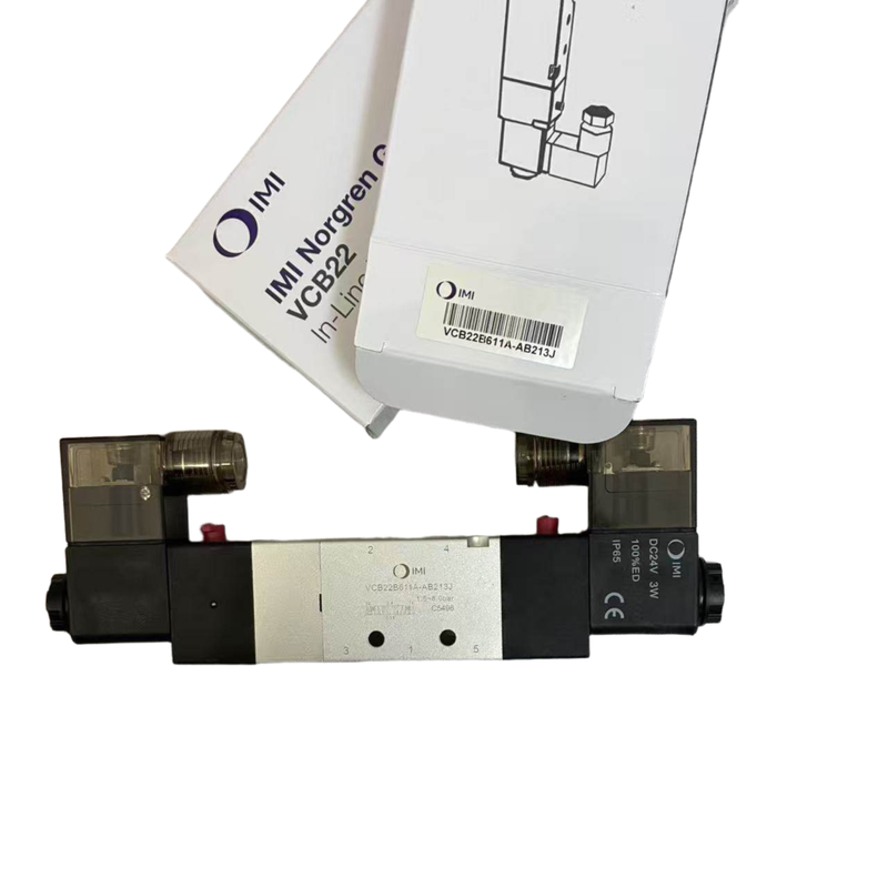 5/3 Zawór elektromagnetyczny z zamkniętym środkiem NORGREN VCB22B611A-AB213J G1/4 24VDC Dwustronny zawór elektromagnetyczny pozycjonujący do pływającego mocowania 5-portowy 3-pozycyjny