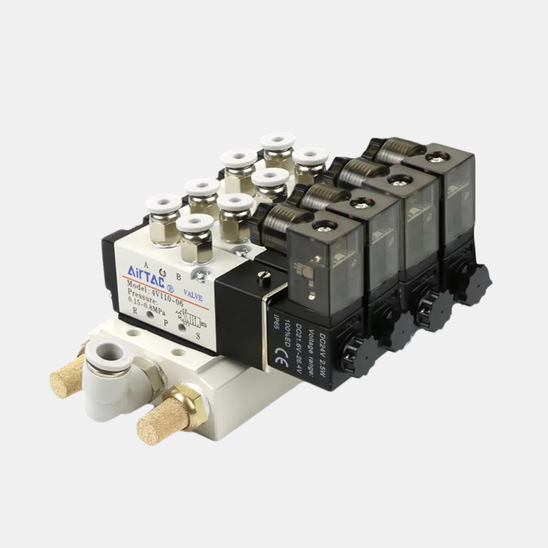 Zestaw wielostacyjnego zaworu elektromagnetycznego Airtac 4V310-08 2 / 3 / 4 / 5 / 6-pozycyjny zintegrowany zespół zaworów wewnętrzny do wielokanałowego obwodu pneumatycznego