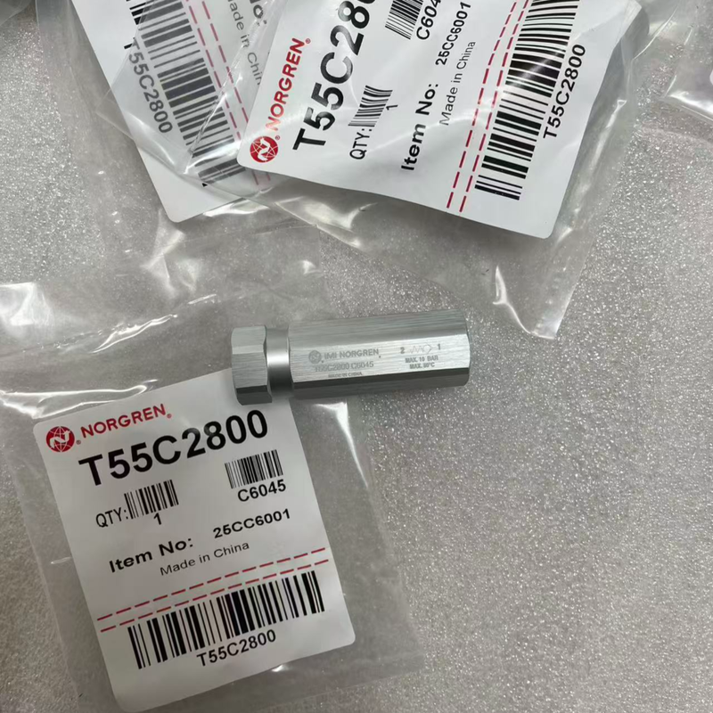 Kompaktowy zawór zwrotny pneumatyczny T55C2800 IMI Norgren G1/4 gwint BSPP Lekki zawór zwrotny do pneumatycznego obwodu robota