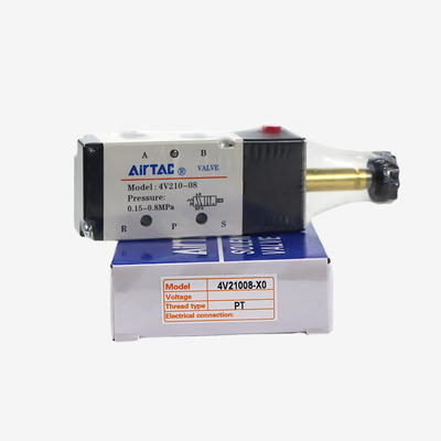 Airtac 4V210-08 Jednostronny Korpus Zaworu 5/2 Kierunkowy Zawór Pneumatyczny 1/4 Calowy Gwintowany Port Aluminiowy Stop Suwakowy Do Wymiany Oddzielnej Cewki